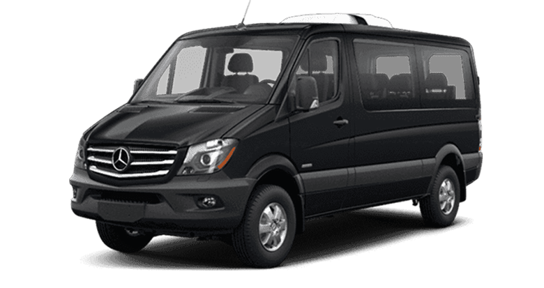Black Mercedes-Benz Sprinter van