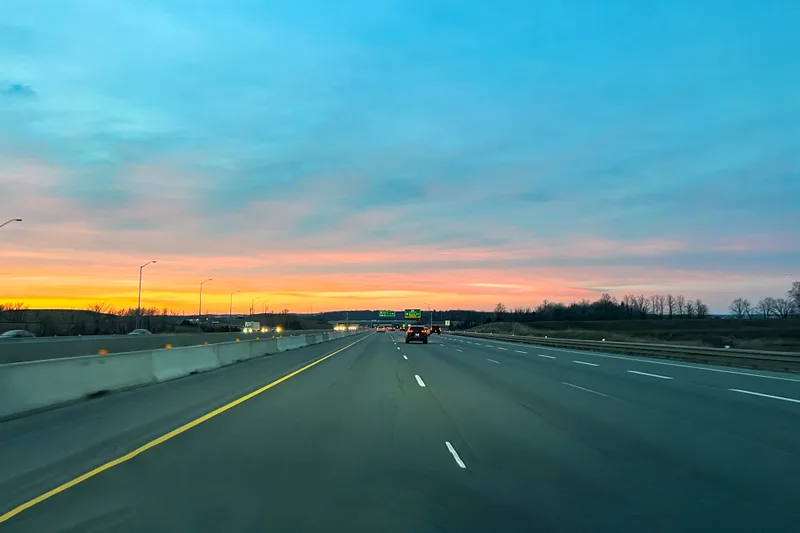 Highway 401 east of Toronto at sunrise
