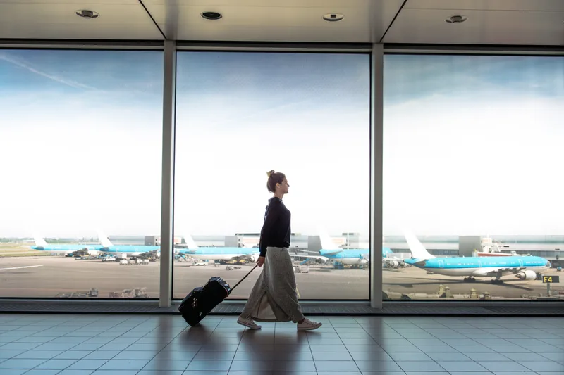 A traveller during an airport layover